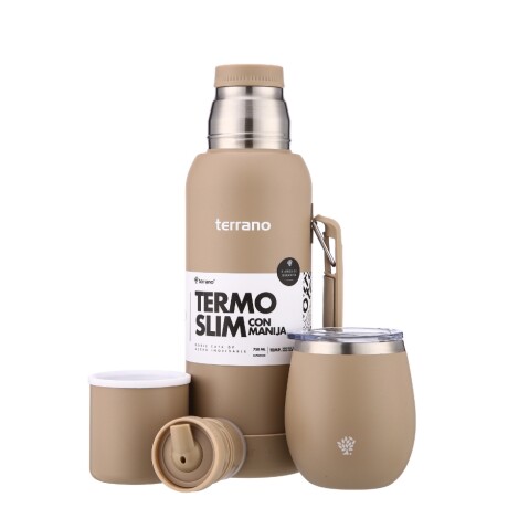 kit termo 750ml base silicona + mate tapa arena 001