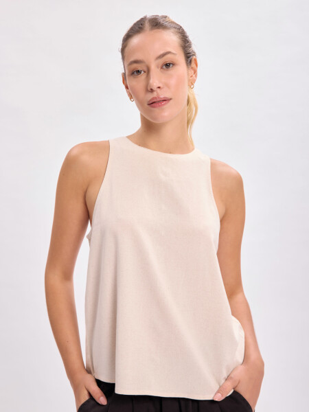 Top con lino Beige