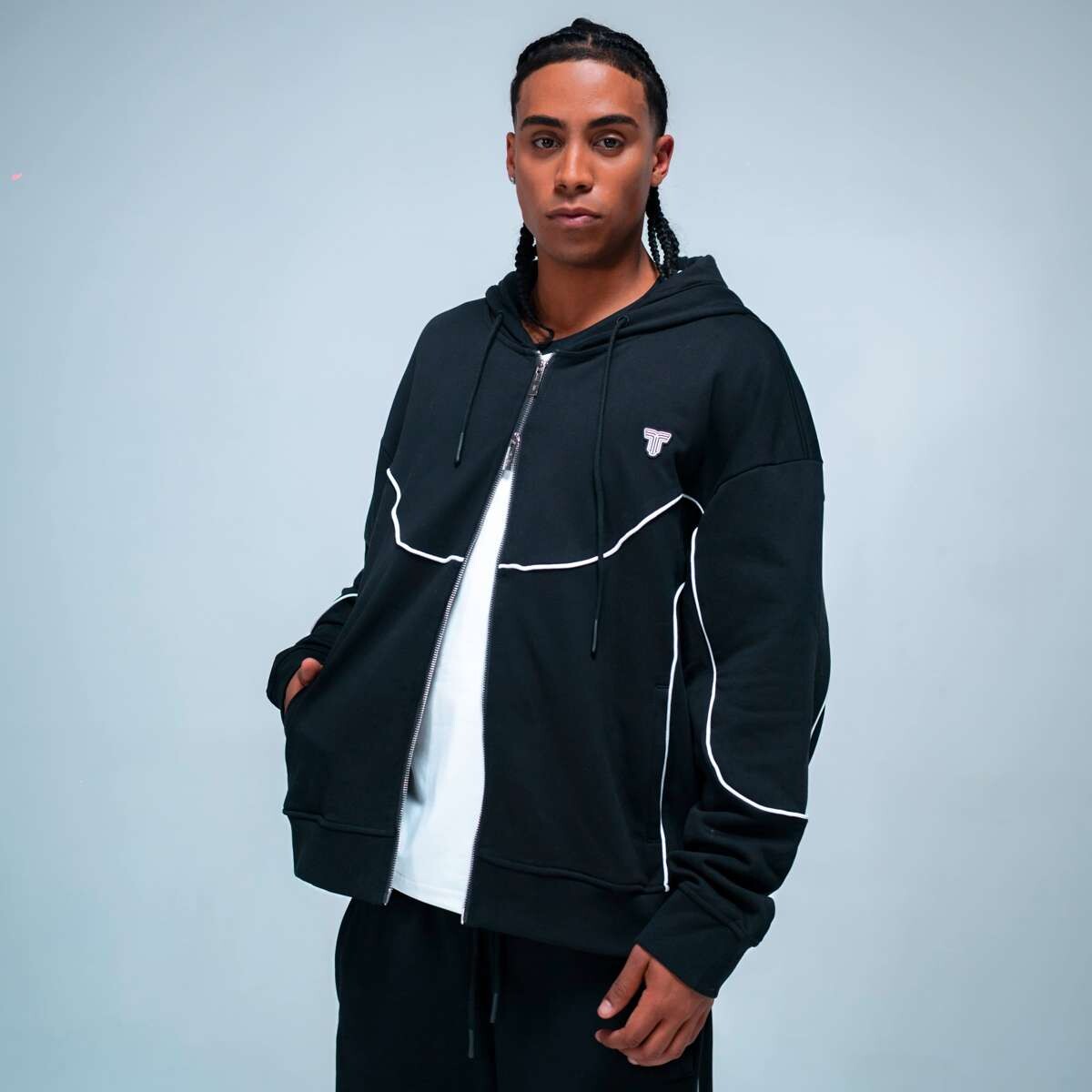 Abrigo Piping De Hombre - Negro 