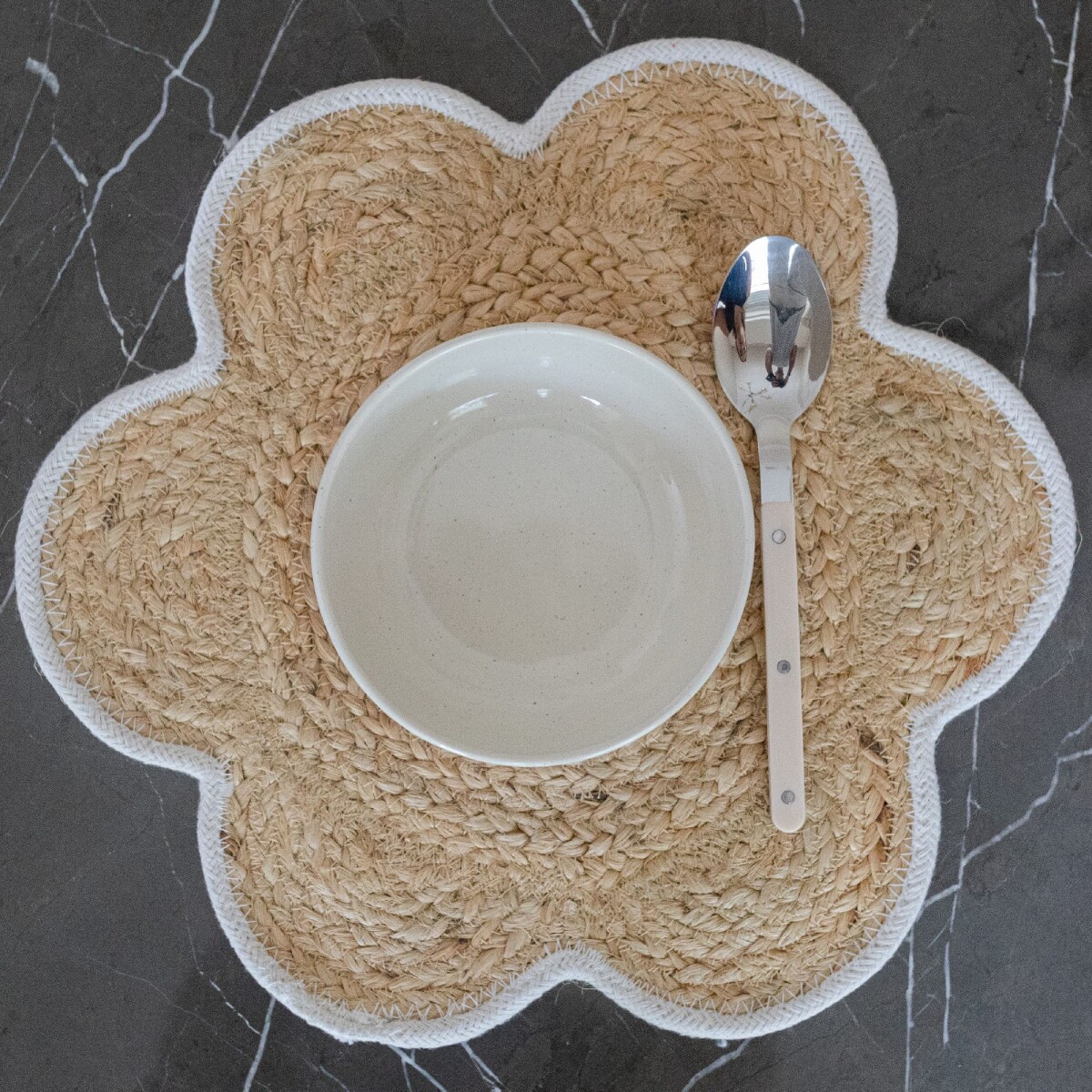 Individual flor de yute - Blanco 