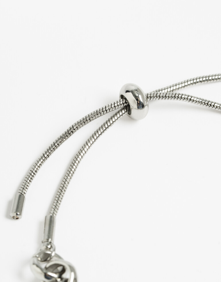 Pulseras Flexibles Metal Pulsera Ajustable De Eslabones - Plateado Rodio
