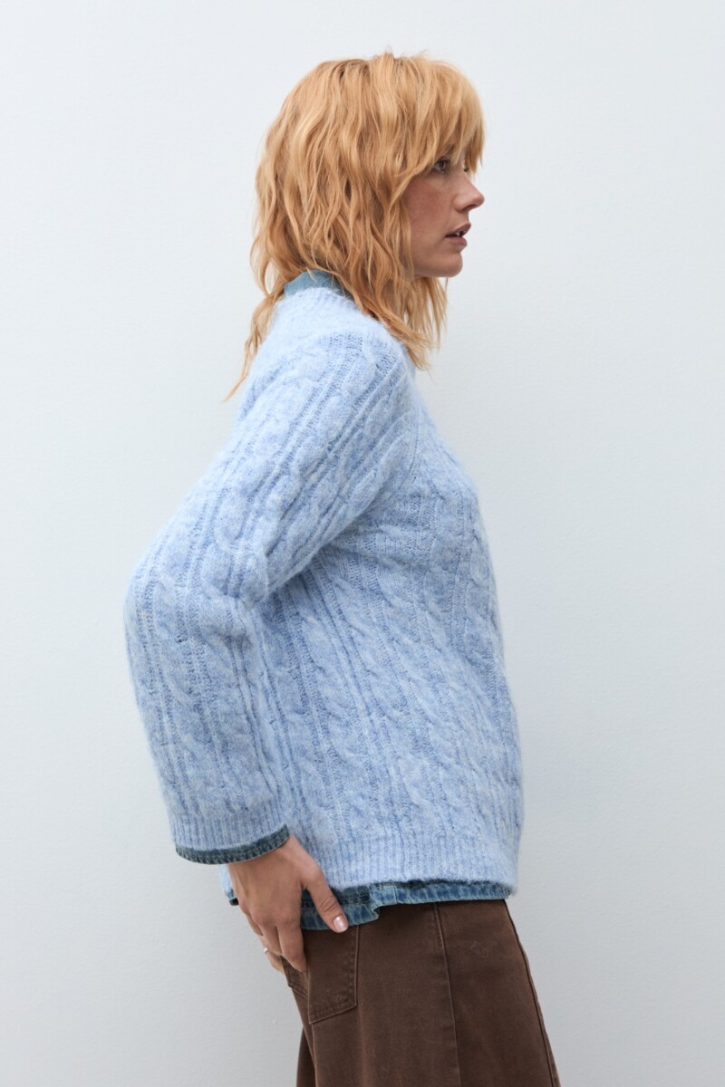 Sweater estructuras celeste melange