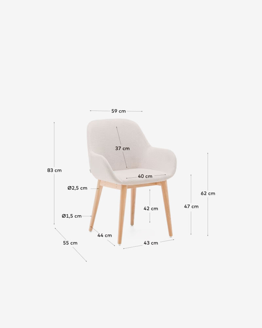 Silla Konna beige y patas de madera maciza de fresno acabado natural Silla Konna beige y patas de madera maciza de fresno acabado natural