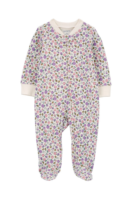 Pijama 1 pieza de algodón, con pie, diseño floral Pijama 1 pieza de algodón, con pie, diseño floral