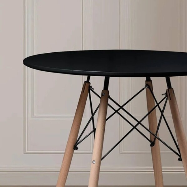 Mesa Comedor Eames Redonda Laqueada 100Cm Premium Calidad Negro 1