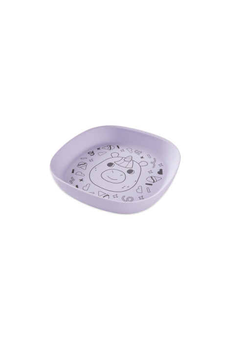 Plato de silicona, púrpura, diseño unicornio Sin color