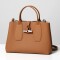 Longchamp -Cartera de cuero con gran capacidad, Roseau Camel