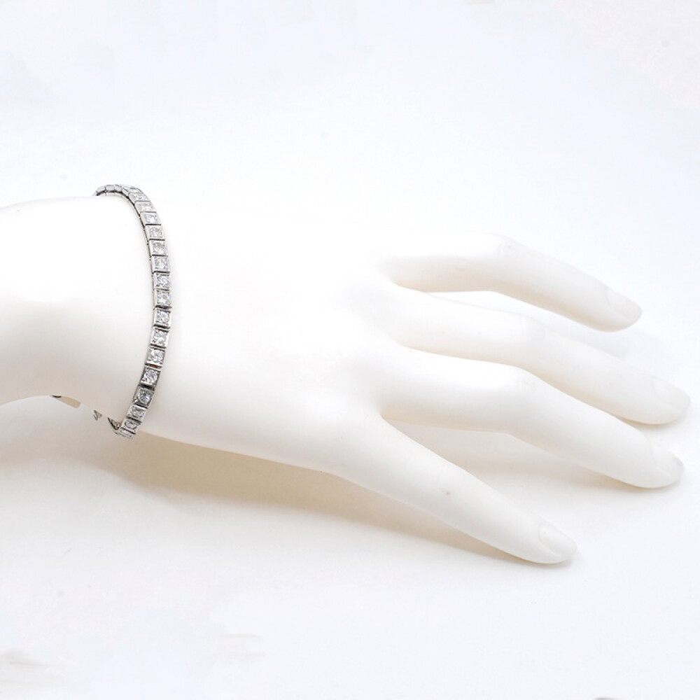 Pulsera Tenis Antigua oro 18k blanco y brillantes Pulsera Tenis Antigua oro 18k blanco y brillantes