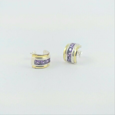 Caravanas de plata 925 con doublé de oro 18Ktes y circonias. Caravanas de plata 925 con doublé de oro 18Ktes y circonias.