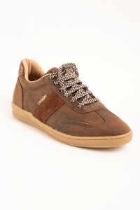 Zapatilla Cuero Combinada Chocolate