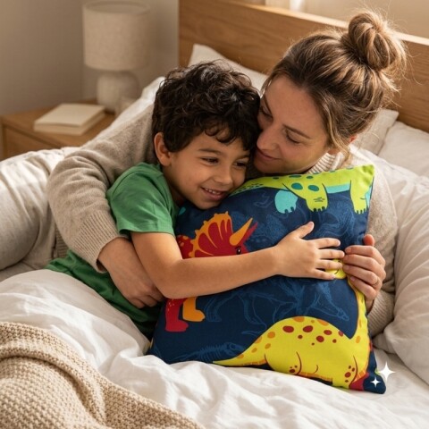 Almohadón Decorativo 45x45 cm - Dinosaurios 02 - Cojín Suave para Cama y Living Almohadón Decorativo 45x45 cm - Dinosaurios 02 - Cojín Suave para Cama y Living