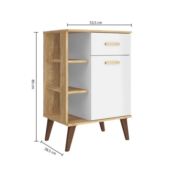 Aparador ComboHome Nórdico 54cm 2 Cajones Estantes Laterales Blanco 1