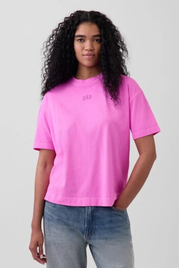 Remera Oversized Logo Gap Mujer Neon Pink Glow