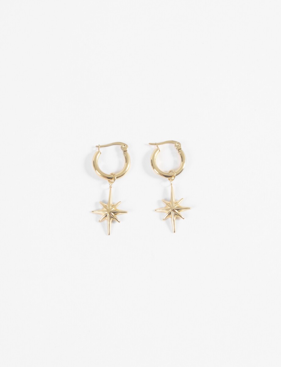 Aros acero con dije estrella - dorado 
