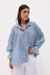 Camisa Gaia Celeste Broderie