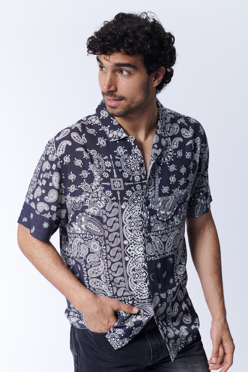 Camisa viscosa estampa arabescos Arabesco Gris Oscuro