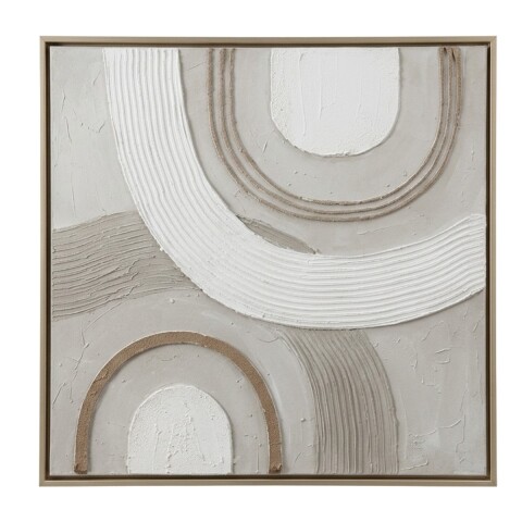 CUADRO C/DET BEIGE Y RELIEVE 90X90CM Unica