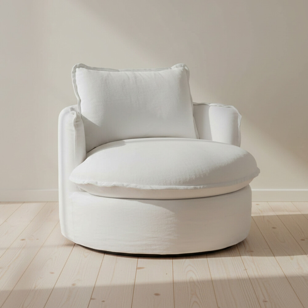 SILLON GIRATORIO 1 CUERPO TELA BLANCO EMMA