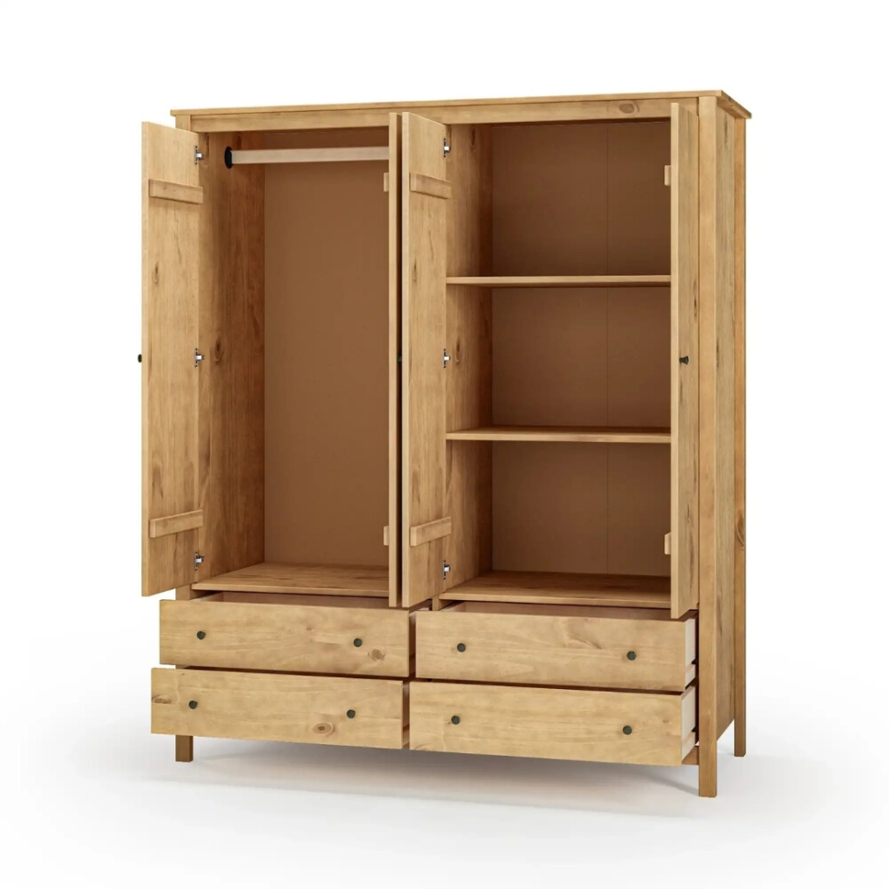 Ropero 4 Puertas 4 Cajones Madera Natural - Mari Miel