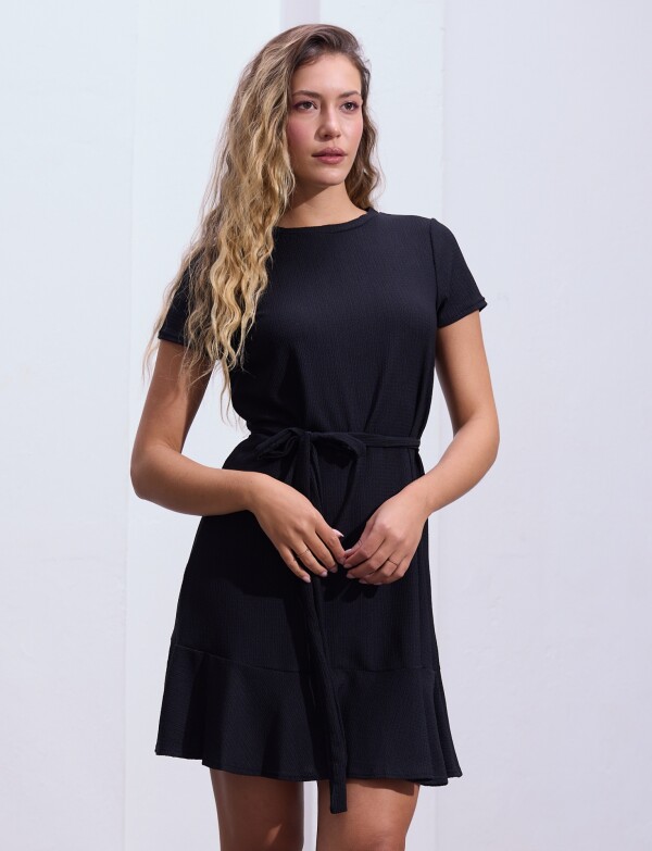 Vestido Lazo Texturado NEGRO