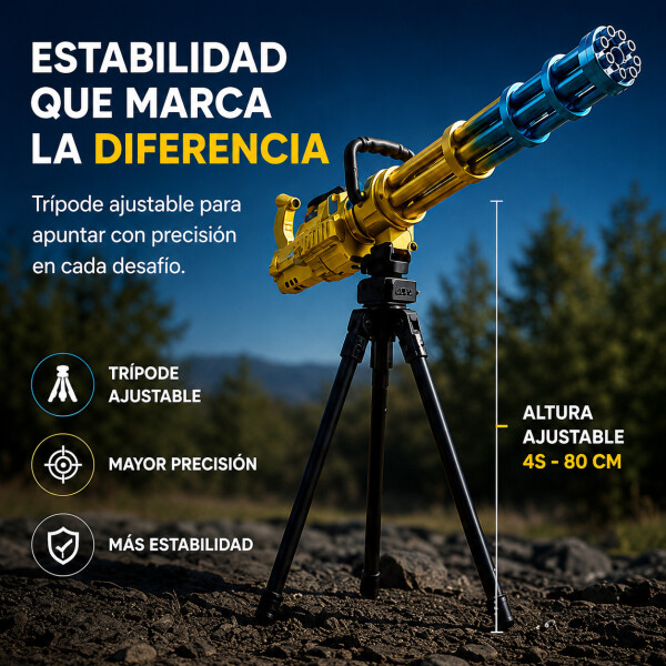 Ametralladora Automática Hidrogel + Trípode Recargable Color Amarillo