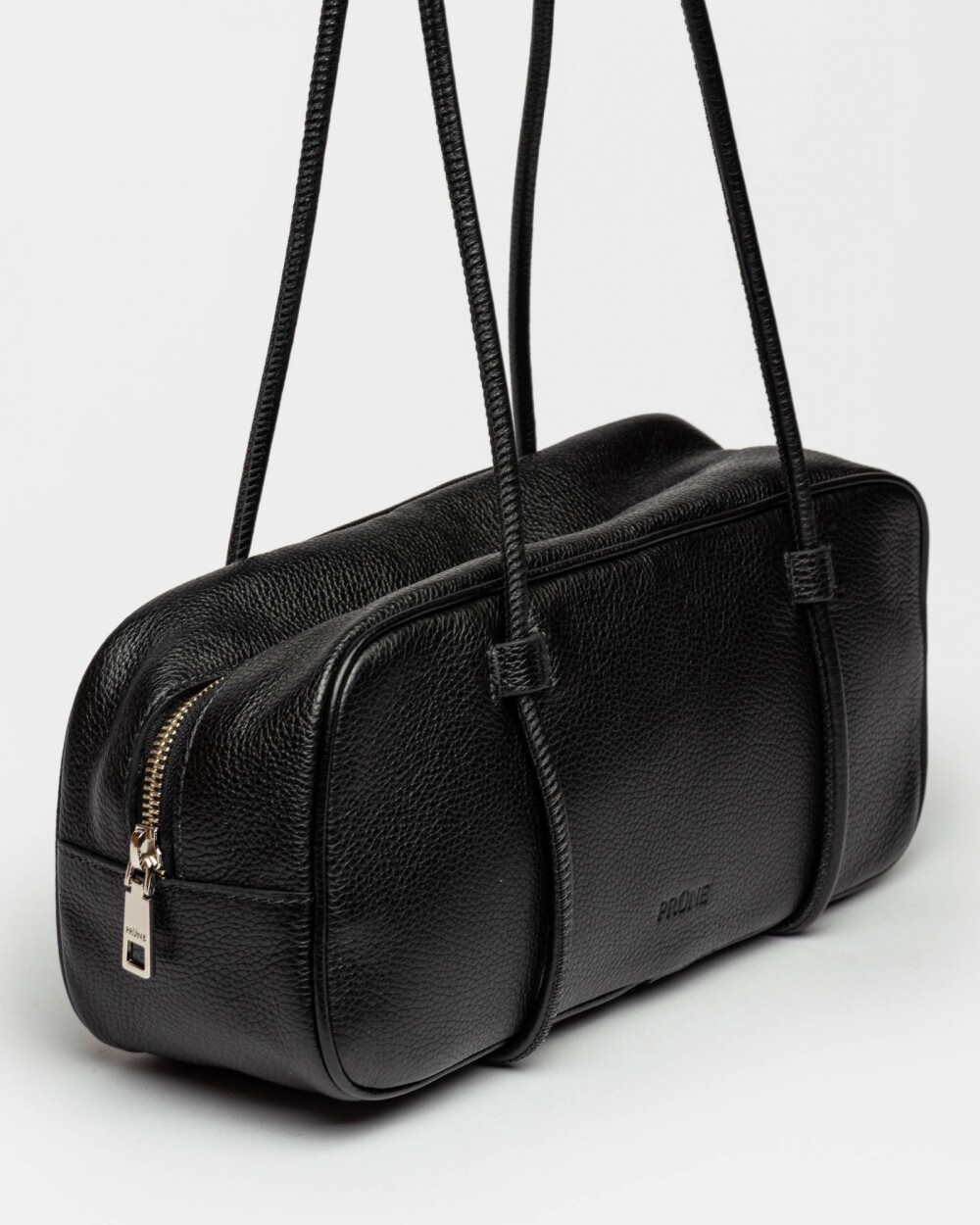 Cartera al hombro Horizon en cuero graneado Negro