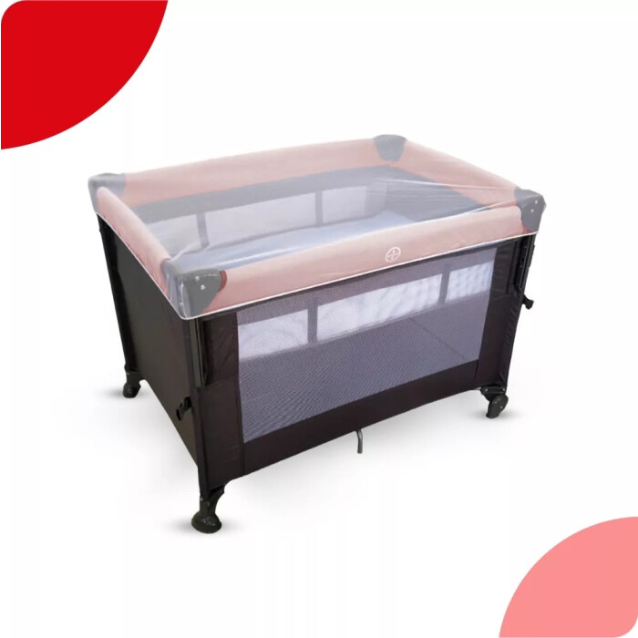 Practicuna Plegable Con Mosquitero Y Ruedas - Tinok Gris/Rosa