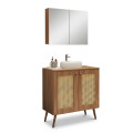 CONJUNTO DE BAÑO MODELO TREVISO COLOR CARVALHO / MUEBLE + BACHA + ESPEJO / 80 CM Conjunto De Baño Modelo Treviso Color Carvalho / Mueble + Bacha + Espejo / 80 Cm