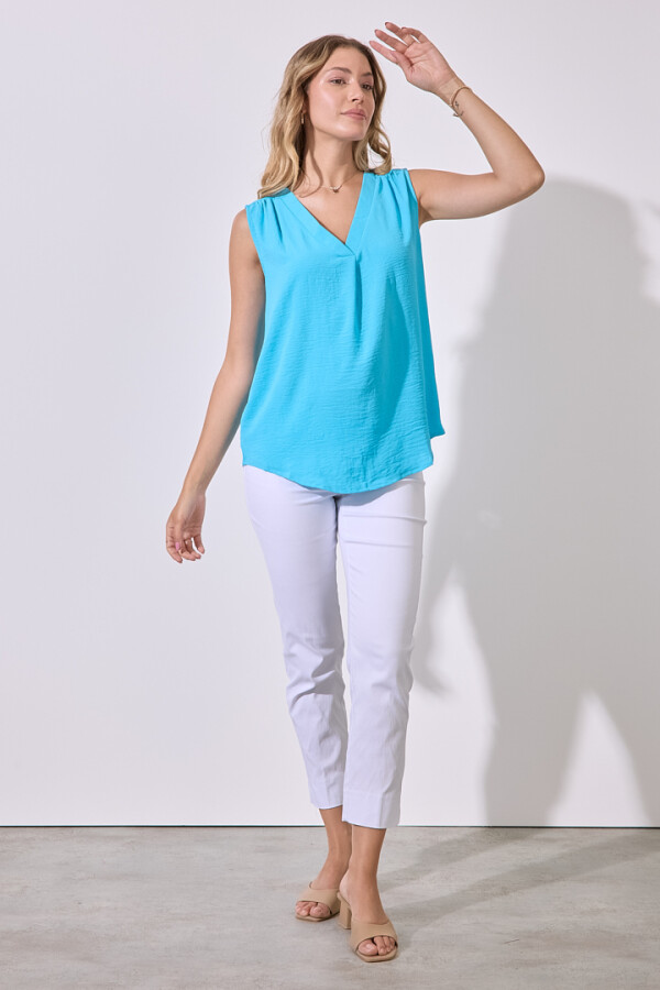 Blusa Escote V TURQUESA