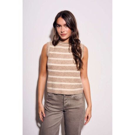 Chaleco Rayado Beige Melange