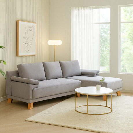 Rinconera Adalia - Tela Microfibra - Chaise derecho 12074 (Gris)