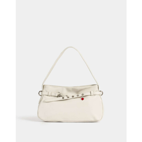 Bandolera Con Arandelas Y Charm Blanco Crudo