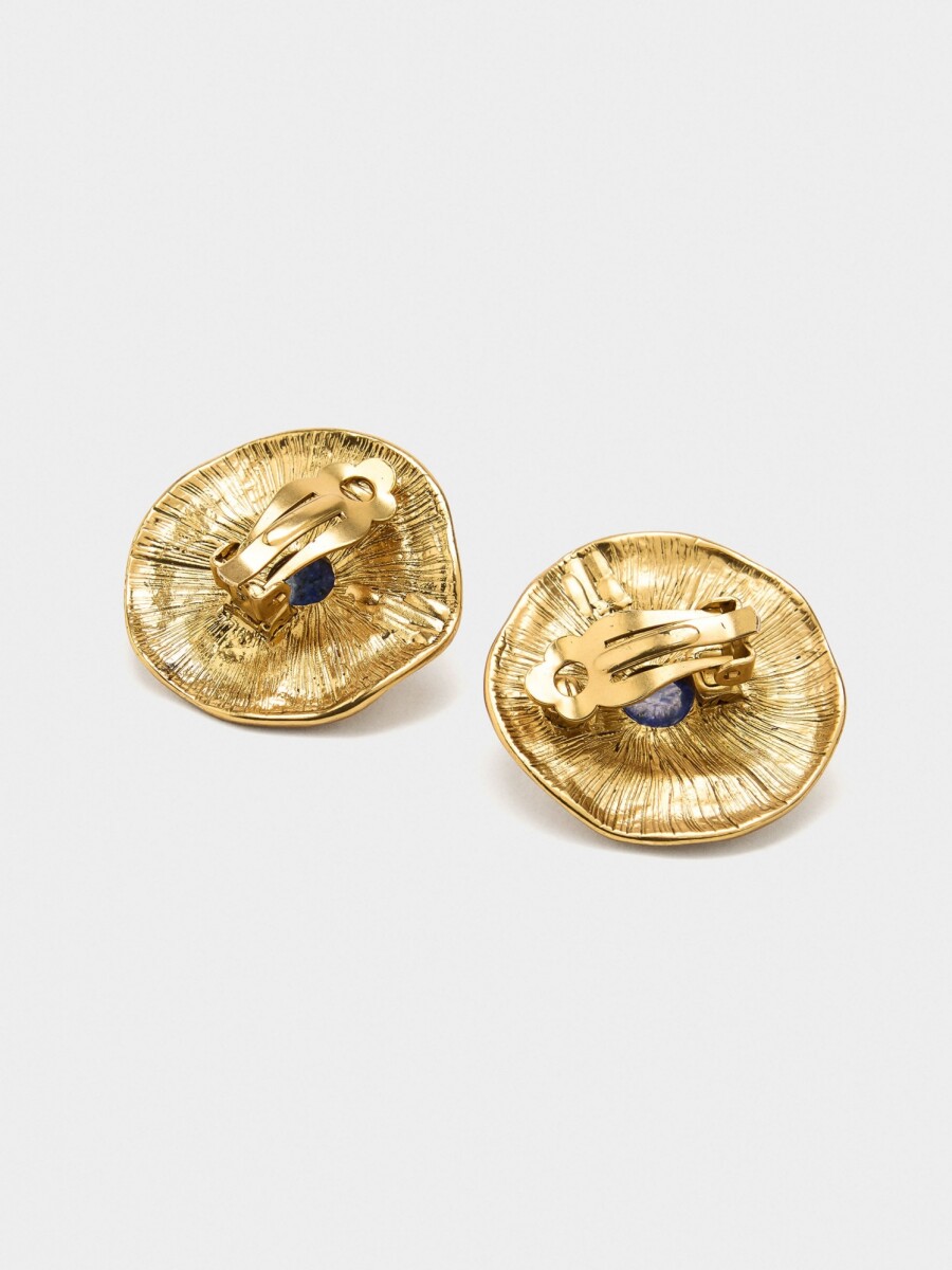 Pendientes Redondos Con Piedras azul