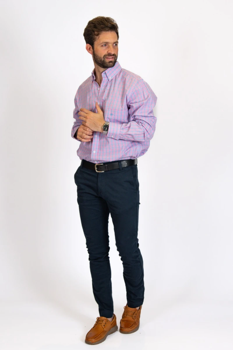 Camisa Escocesa Brixton Rosada y Celeste