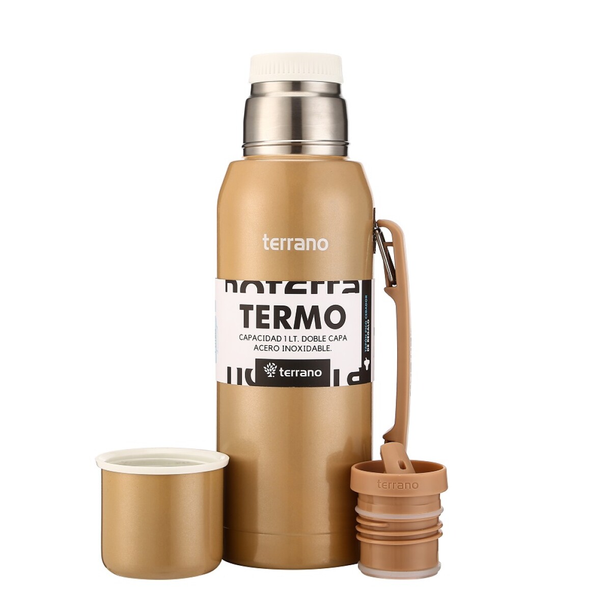 TERMO PREMIUM DE 1LT TERRANO CON MANIJA - DORADO 