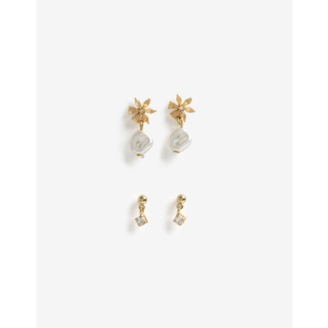 Aro Set Dije Floral Dorado