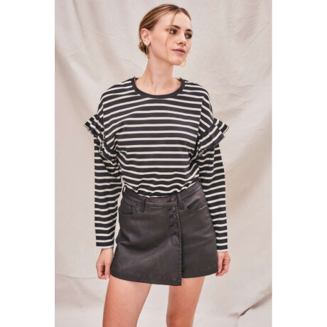 Sweater Algodon Con Volados Negro