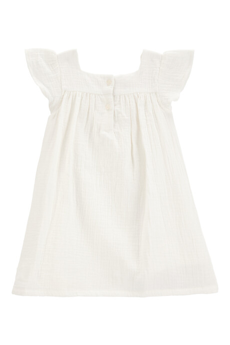 Vestido de algodón, mangas con volados, blanco Sin color