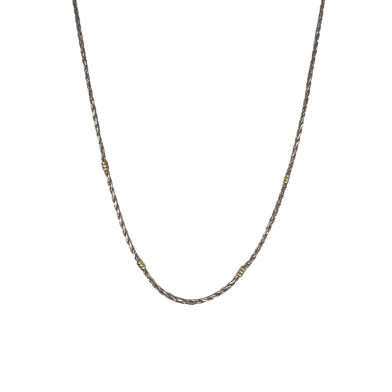 Cadena Eslabón Espiga-Plata y Oro-Sin piedra-CD5082 sinpiedra