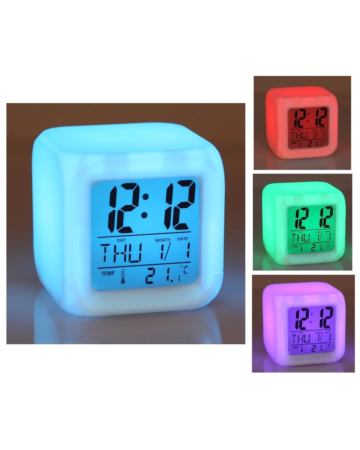Reloj despertador con luz de colores (tipo I)