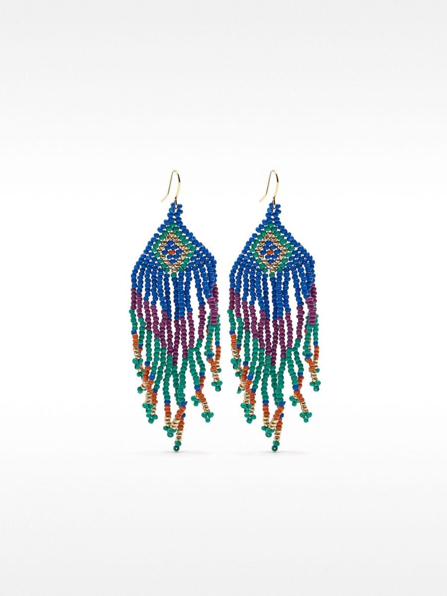 Pendientes Largos Multicolor Con Abalorios multicolor
