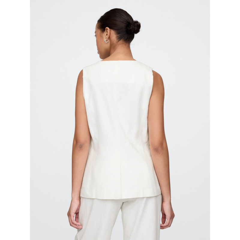 SL LONG LINE VEST - LINEN NEW OFF WHITE