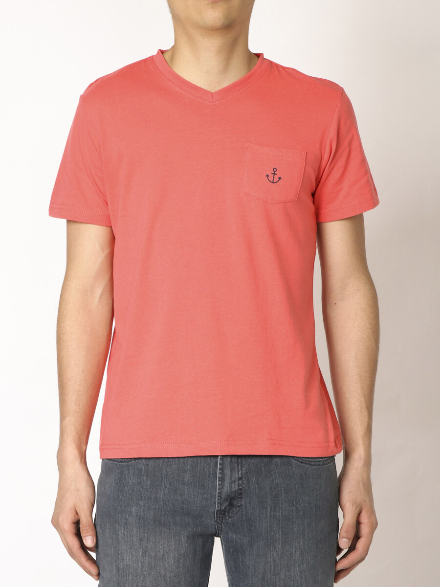 Remera T-shirt C/ Bolsillo Navigator - Coral 
