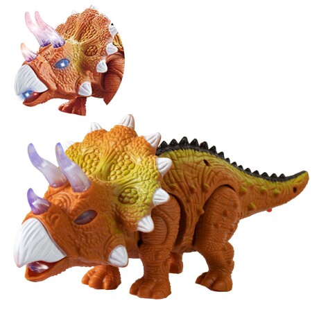 Dinosaurio triceratops con movimientos y luces MARRON