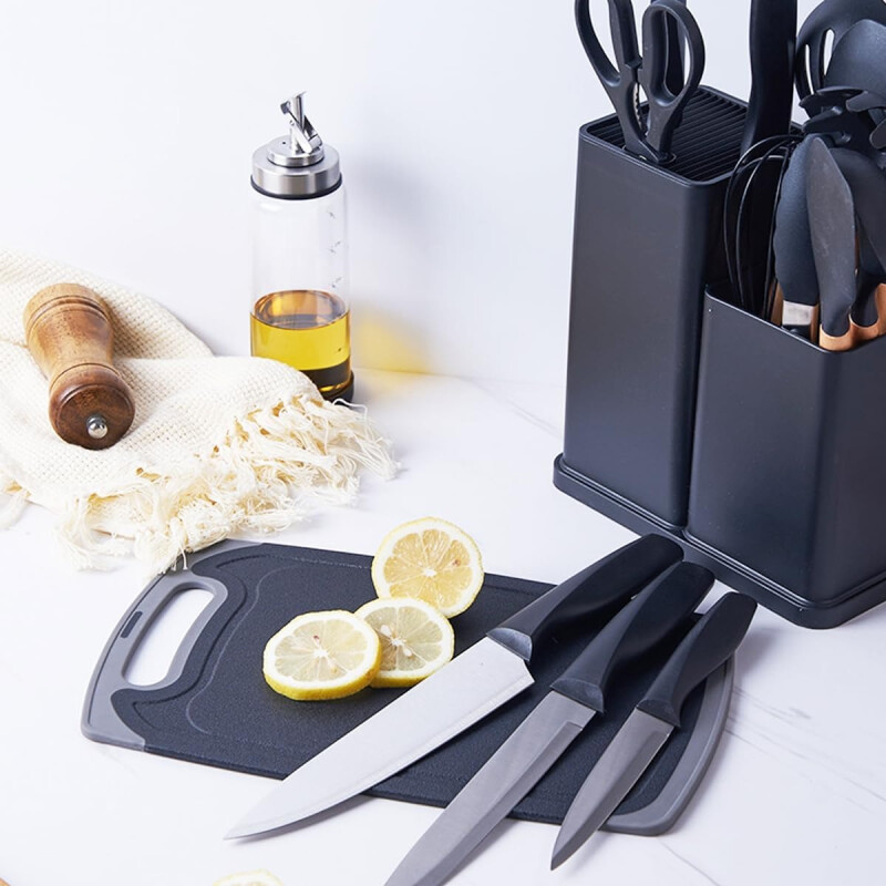 Set Utensilios De Cocina Menaje De Silicona Colores Negro