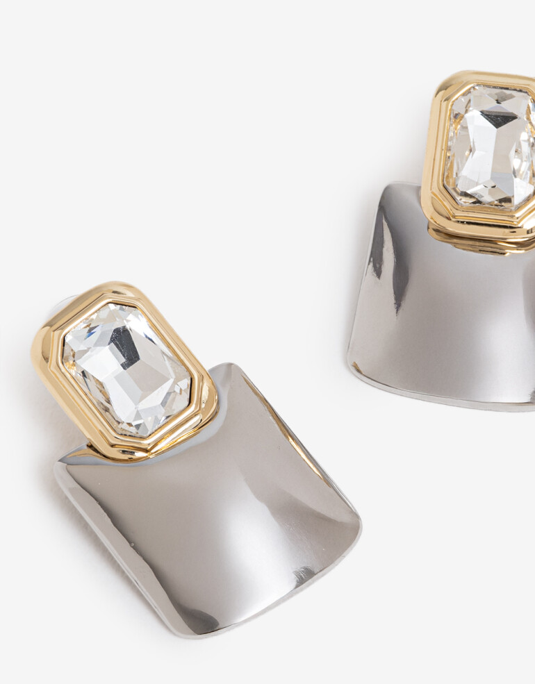 Aros Colgantes Largos Strass Aros Colgantes Largos, Statement Night - Combinacion Bicolor