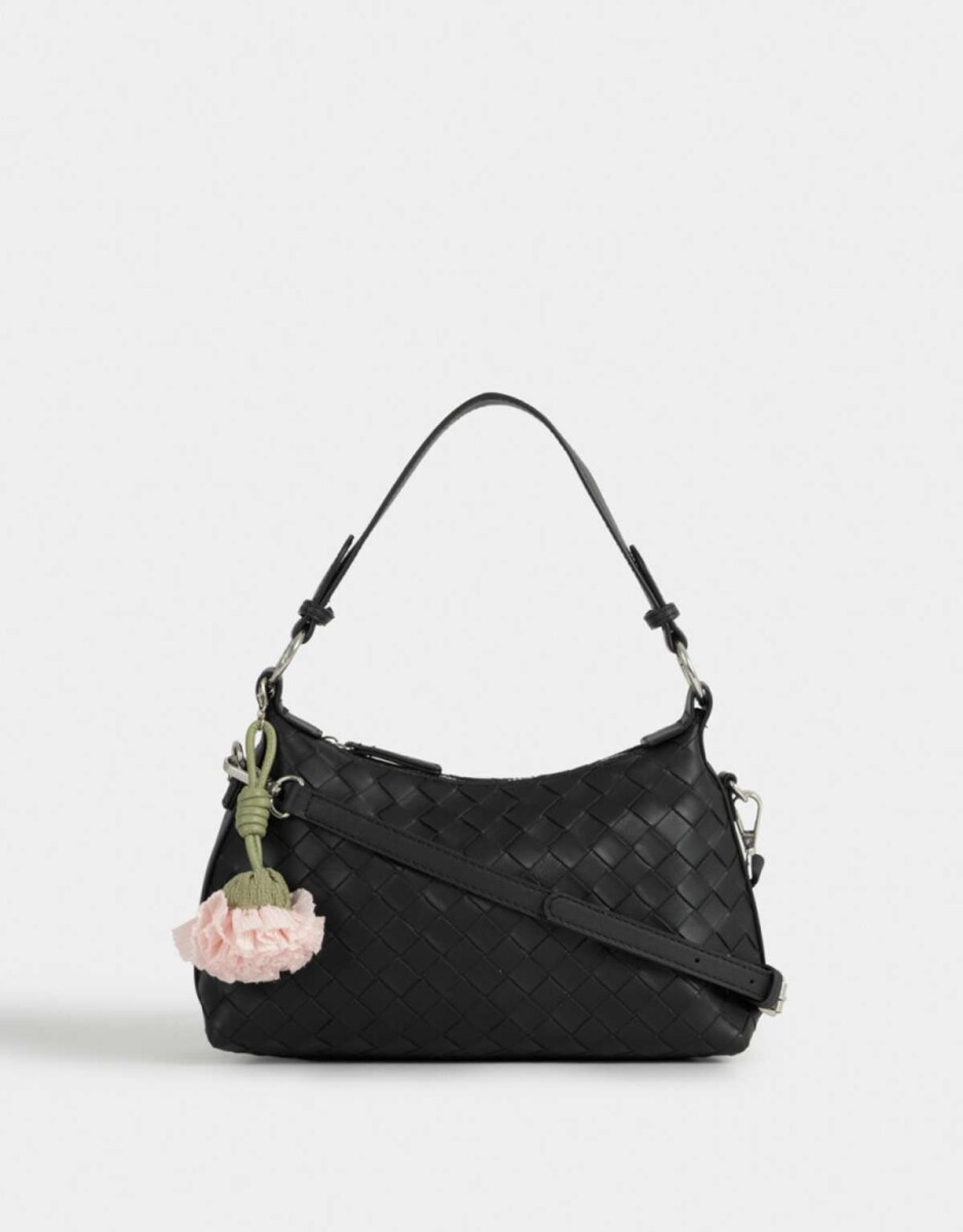 Bandolera Trenzada Con Charm - Negro 