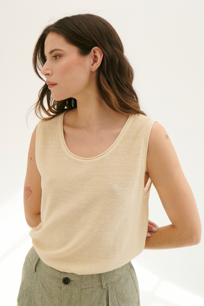 TOP TEJIDO LINO BEIGE