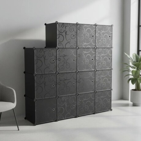 Armario Plástico Lumax 15 Puertas Desmontable Portátil Negro