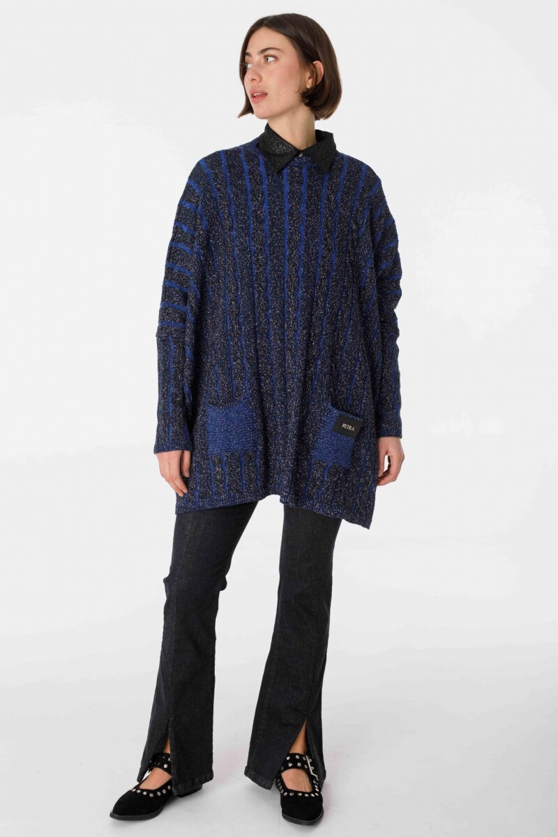 Sweater Oceano Azul/Negro Lurex